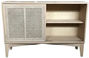 MF Bahamas Solid Oak Timber Rattan Sliding Door Cabinet thumbnail 2