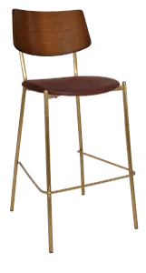 EZ Texas Brass Leg Barstool with Light Walnut Veneer Back thumbnail 10