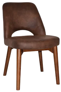 EZ Albury Solid Timber Walnut Colour Stained Upholstered Hospitality Dining Chair thumbnail 1