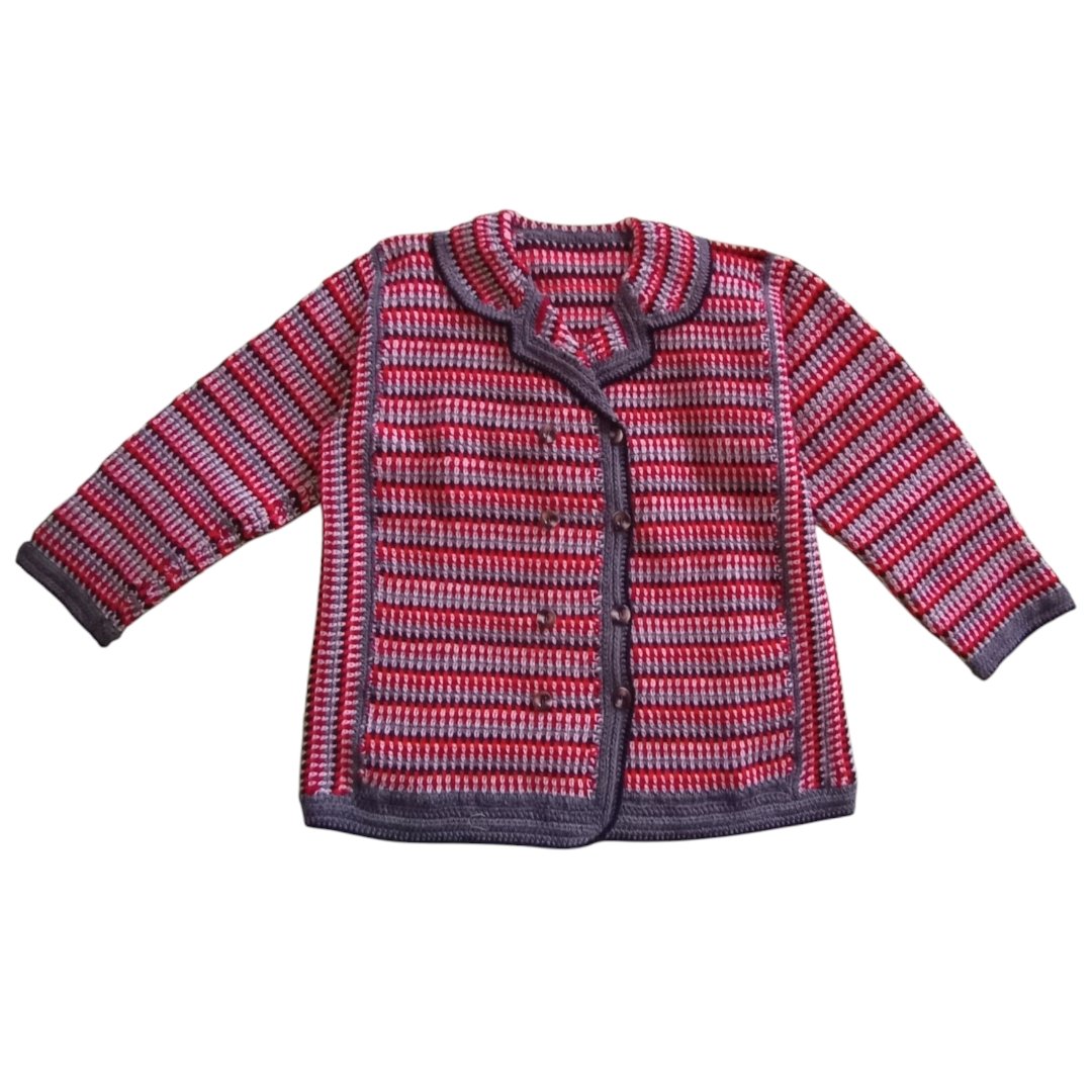 Double-Breasted Ladies Crochet Cardigan