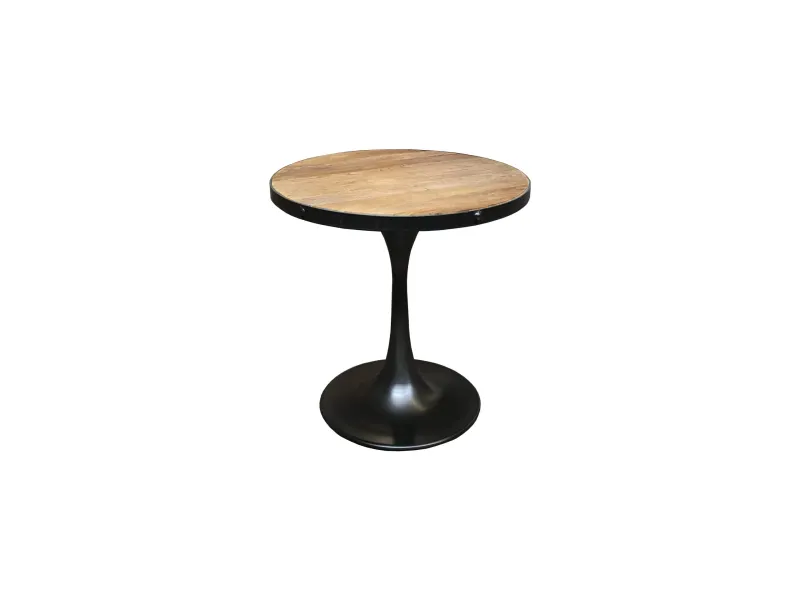MF Mason Solid Timber Top Metal Leg Round Side Table