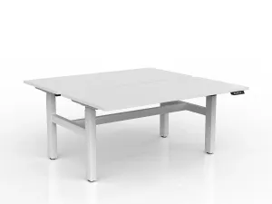OL Agile 2 Column Electric Height Adjustable Shared Desk White Top White Frame thumbnail 7