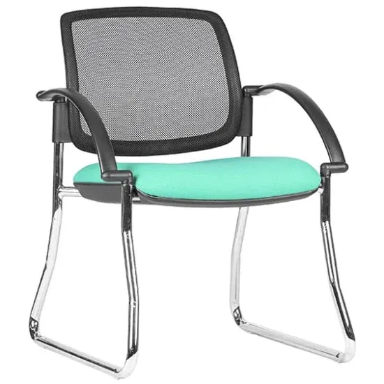 ST Maxi Chrome Sled Base Meshback Upholstered Hospitality Chair with Arms