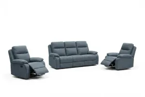 EL Rossie Fabric Upholstered 3 Seater with 2 Single Recliners Suite thumbnail 4