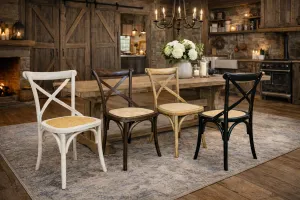MF Cross-Back Solid Timber Frame Rattan Seat Dining Chair thumbnail 2