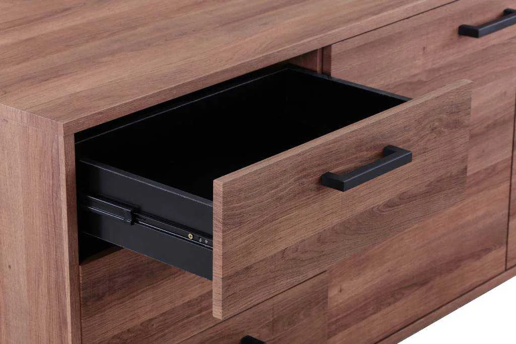 VI Reyes MDF Top Metal Leg 2 Door 3 Drawer Sideboard