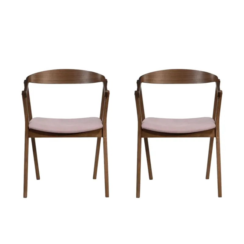 HE Monte Solid Timber Fabric Upholstered Dining Chair - Set of 2