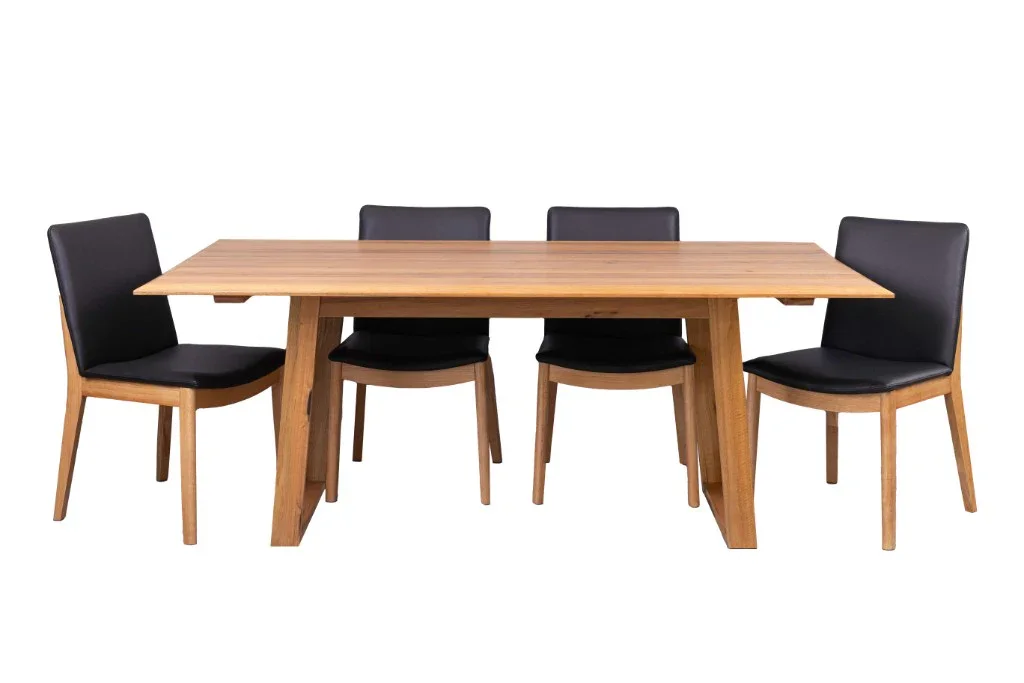 VI Boca Genuine Leather Upholstered Timber Leg Dining Chair