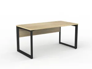 OL Anvil Straight Desk with Modesty – Oak Top with Black Frame thumbnail 1