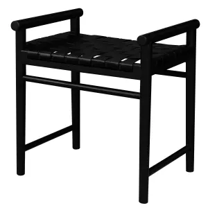 CT Elliot Oak Timber Bench with Genuine Leather Seat thumbnail 4