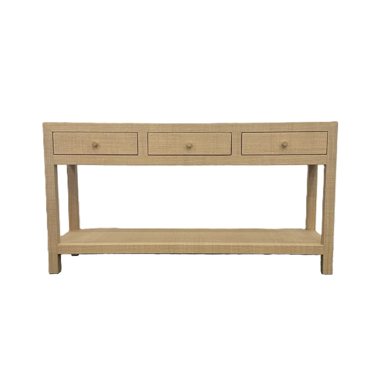CR Kagu Solid Timber 3 Drawer 1 Shelf Console Table