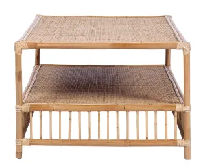 TJ Laguna Natural Rattan Square Side Table with Shelf thumbnail 4