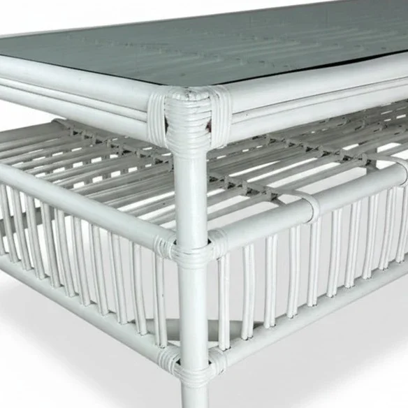 CR Americana Rattan with Glass Top Coffee Table