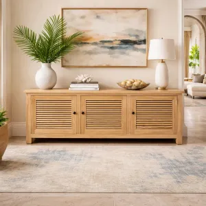 MF Recycled Elmwood Louvre Entertainment Unit with Internal Shelves thumbnail 3