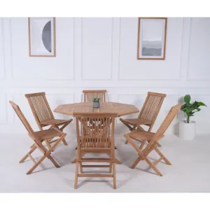 VI Balgo Solid Timber Outdoor Dining Table with 6 Folding Chairs Set thumbnail 1