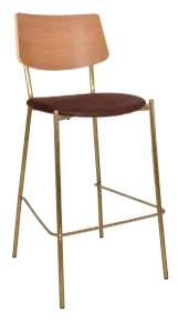 EZ Texas Brass Leg Barstool with Natural Veneer Back thumbnail 9