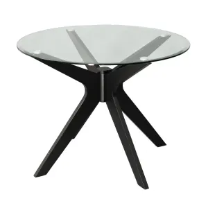 VI Tribeca Glass Top Timber Legs Round Dining Table thumbnail 1