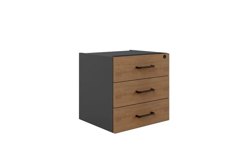 GP Office Fixed Desk Pedestal with 3 Drawers - Regal Walnut