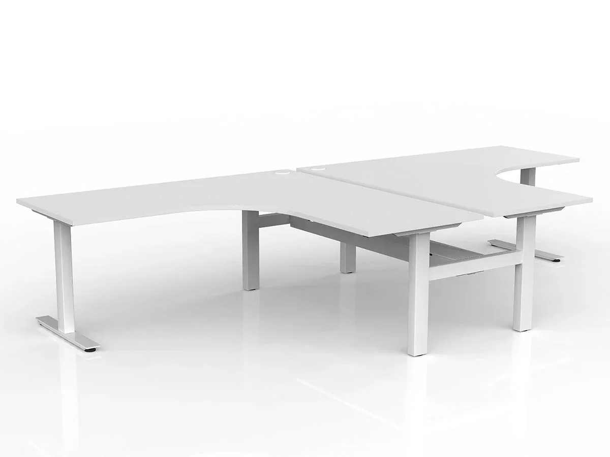 OL Agile 90° Shared Workstation – White Top With White Base thumbnail 2