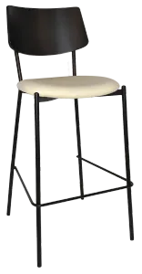 EZ Texas Black Metal Leg Barstool with Black Veneer Back thumbnail 4