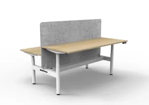 RL Halo+ Height Adjustable Back to Back 2 User Workstation with Grey Eco Panel Screen thumbnail 4