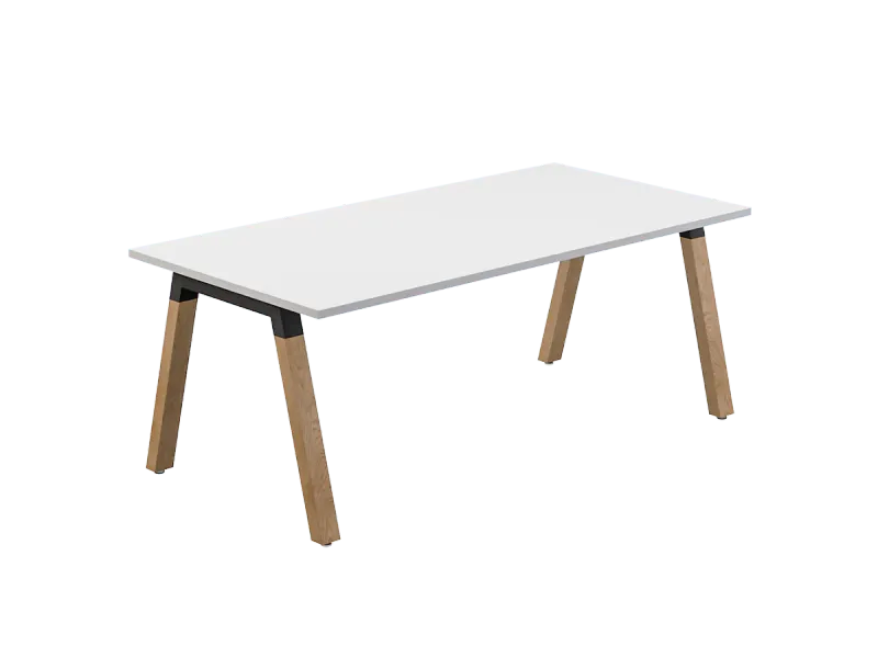 OL Plantation Melamine Top Timber Leg Single Sided Desk