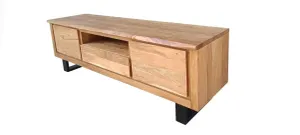 VI Elba Solid Timber Metal Base 2 Door 1 Drawer Entertainment Unit thumbnail 5