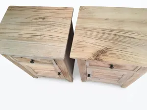 MF Recycled Elm Louvre Bedside Cabinet with 1 Drawer and Door thumbnail 6