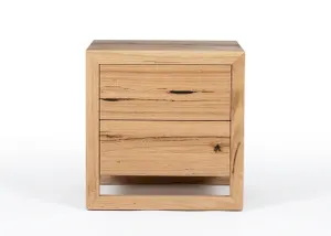 MD Bright Solid Timber 2 Drawer Bedside Table thumbnail 1