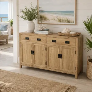 MF Oak Timber Buffet with Doors and Drawers thumbnail 2