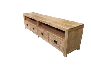 MF Solid Oak Timber 4 Drawer Entertainment Unit thumbnail 5