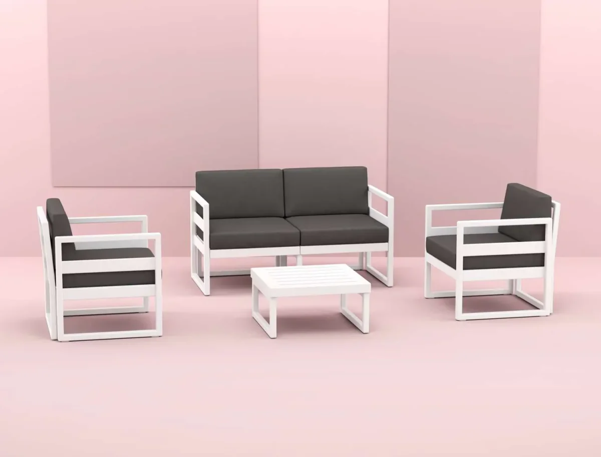FL Mykonos Hospitality Outdoor 4 Seater Lounge Set