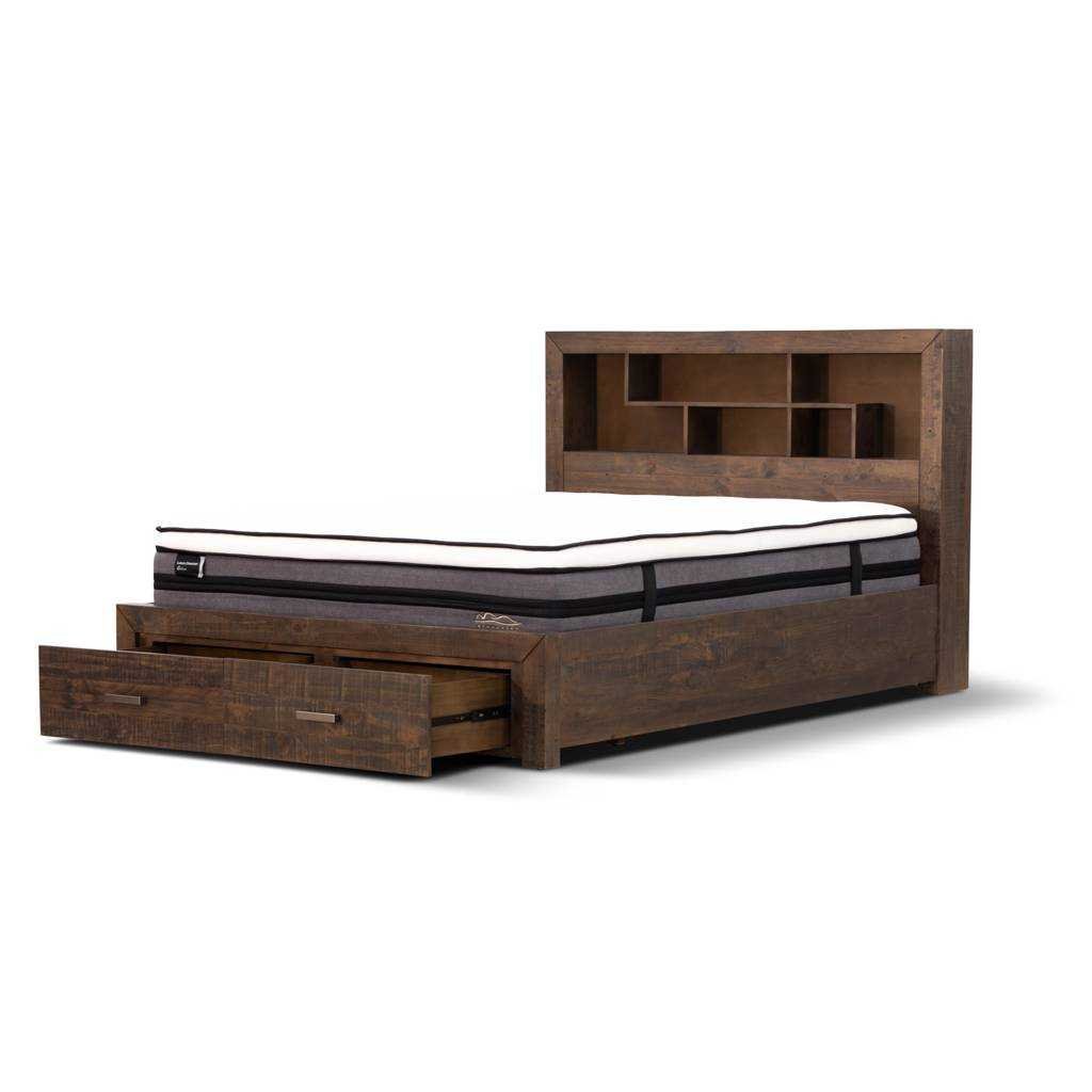 VI Sedona Solid Timber Queen Bed with 2 Bedend Drawers