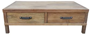 MF Recycled Elm Timber 2 Drawer Coffee Table thumbnail 1
