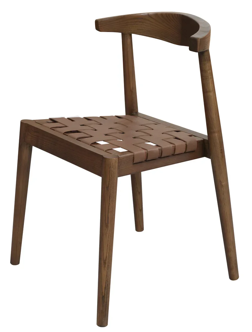 CT Elliot Solid Oak Timber Genuine Leather Seat Dining Chair