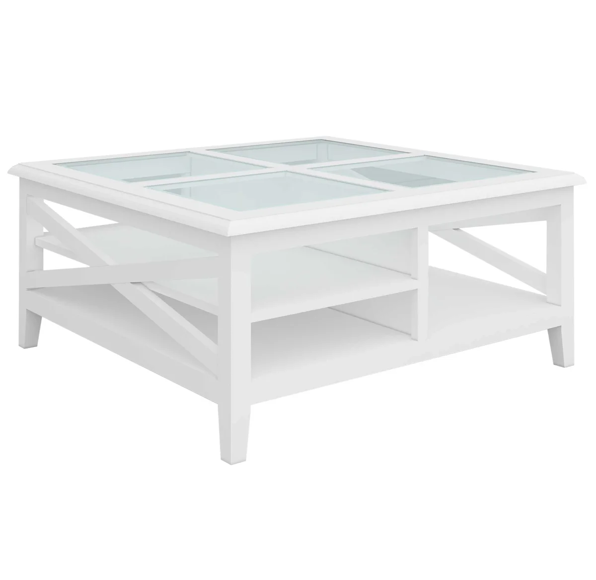 VI Hamilton Solid Timber Square Glass Top Coffee Table
