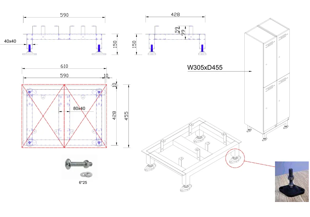 RL Go Metal Locker Stands
