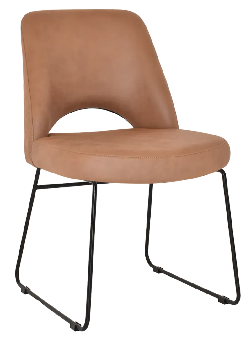 EZ Albury Black Metal Sled Base Upholstered Hospitality Dining Chair