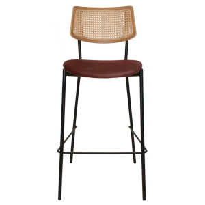 EZ Texas Metal Leg Rattan Back Barstool - Natural thumbnail 3