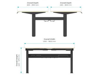 OL Klass Electric Height Adjustable Share Desk - Oak Ravine Top Black Fame thumbnail 7