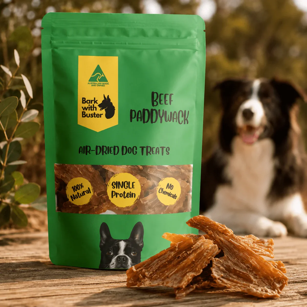 Bark with Buster Dog Treats Beef Paddywack — 200g
