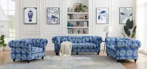 BT Chesterfield Digital Print Velvet Upholstered 2 Seater Lounge thumbnail 3