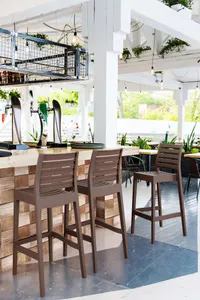 FL 5 Piece Vegas Hospitality Outdoor Extendable Bar Table with Ares Barstools thumbnail 17