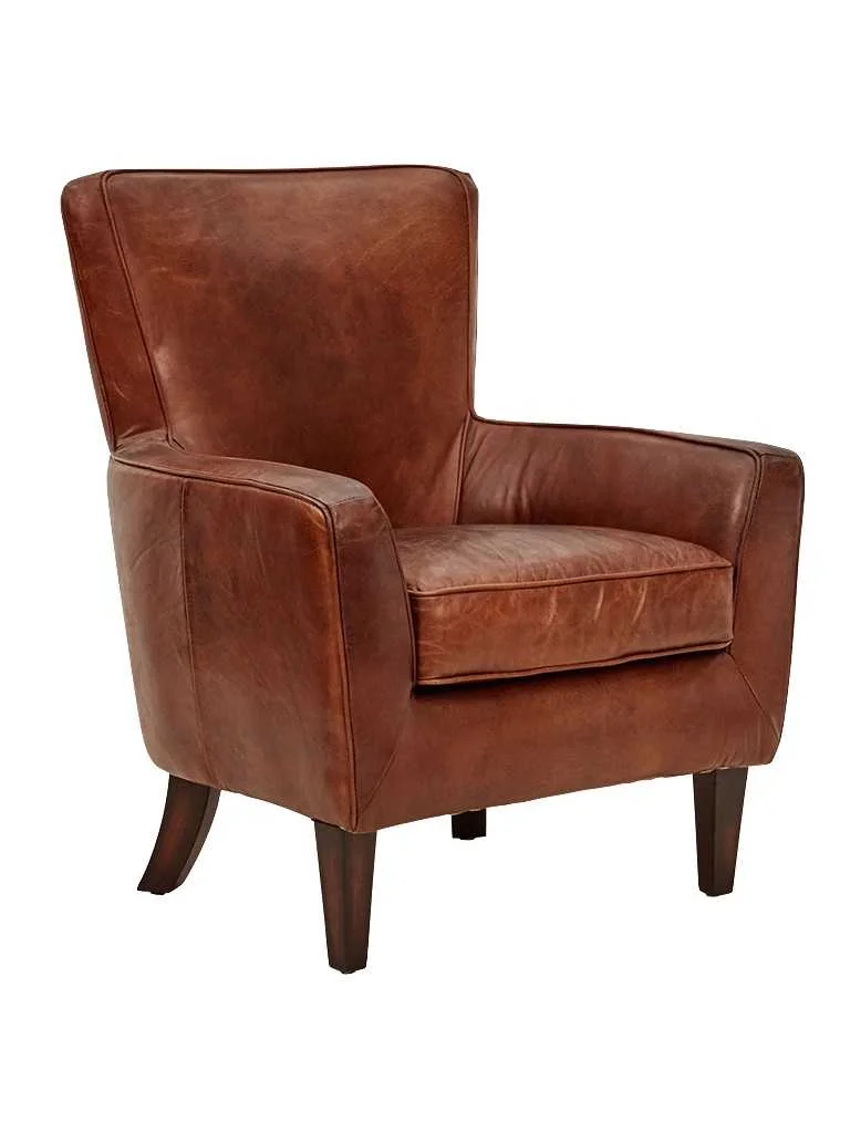 AF Wesley Aged Leather Armchair
