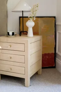 CR Kagu Solid Timber Raffia Finish 3 Drawer Bedside Table thumbnail 3