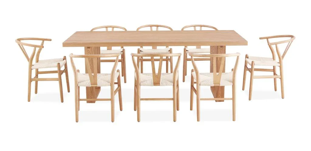 VI Airlie 240cm Rec Dining Table with 8 Dining Chairs Kit