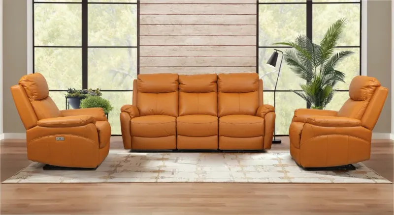 VI Camden 3 Seater Leather Electric Recliner Lounge with 2 Single Recliners
