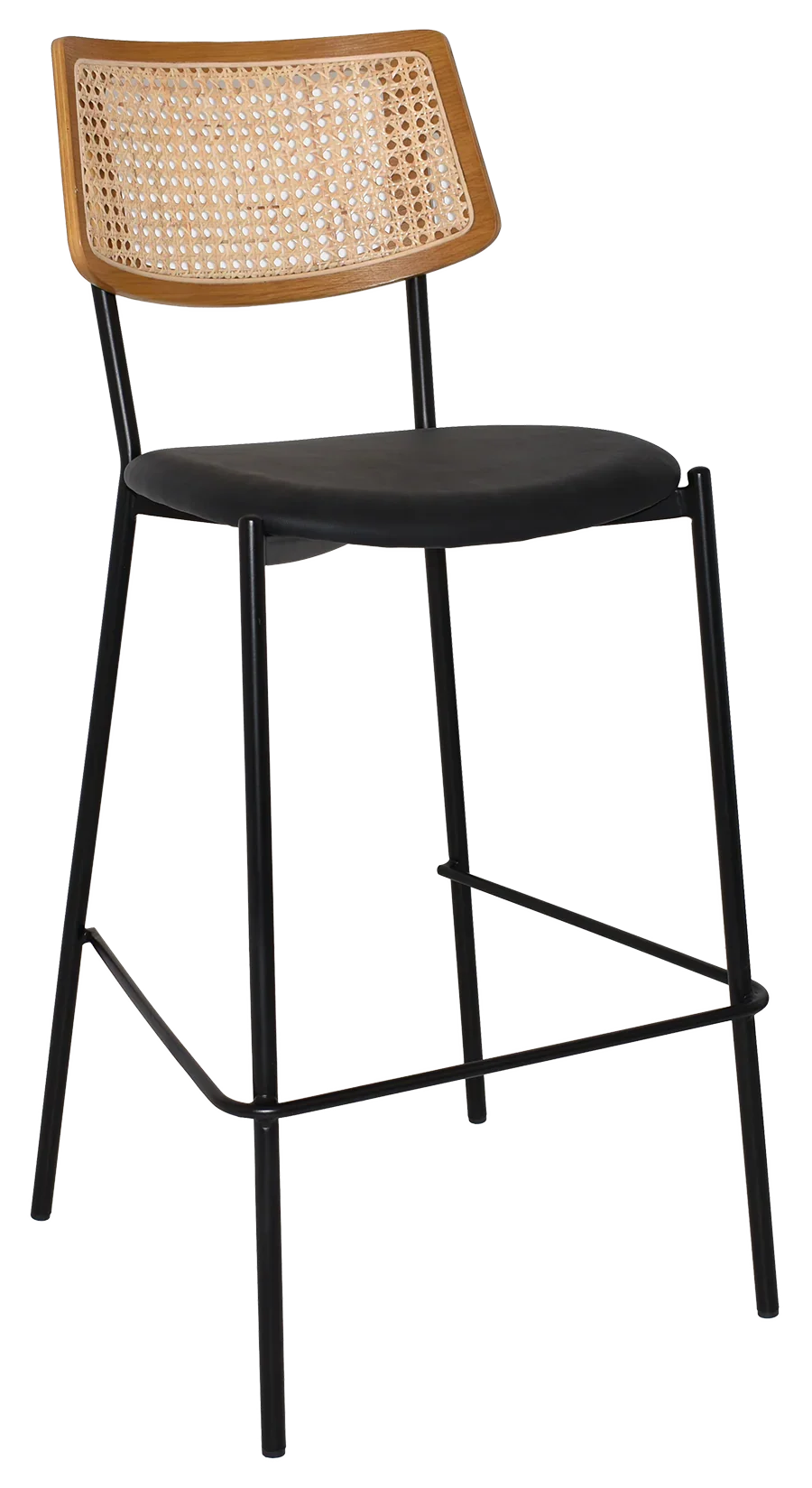 EZ Texas Metal Leg Rattan Back Barstool - Light Oak