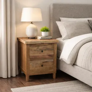 MF Morocco Recycled Elm 2 Drawer Bedside Table thumbnail 3