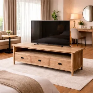 MF Tiffany Solid Timber 3 Drawer TV Unit thumbnail 2